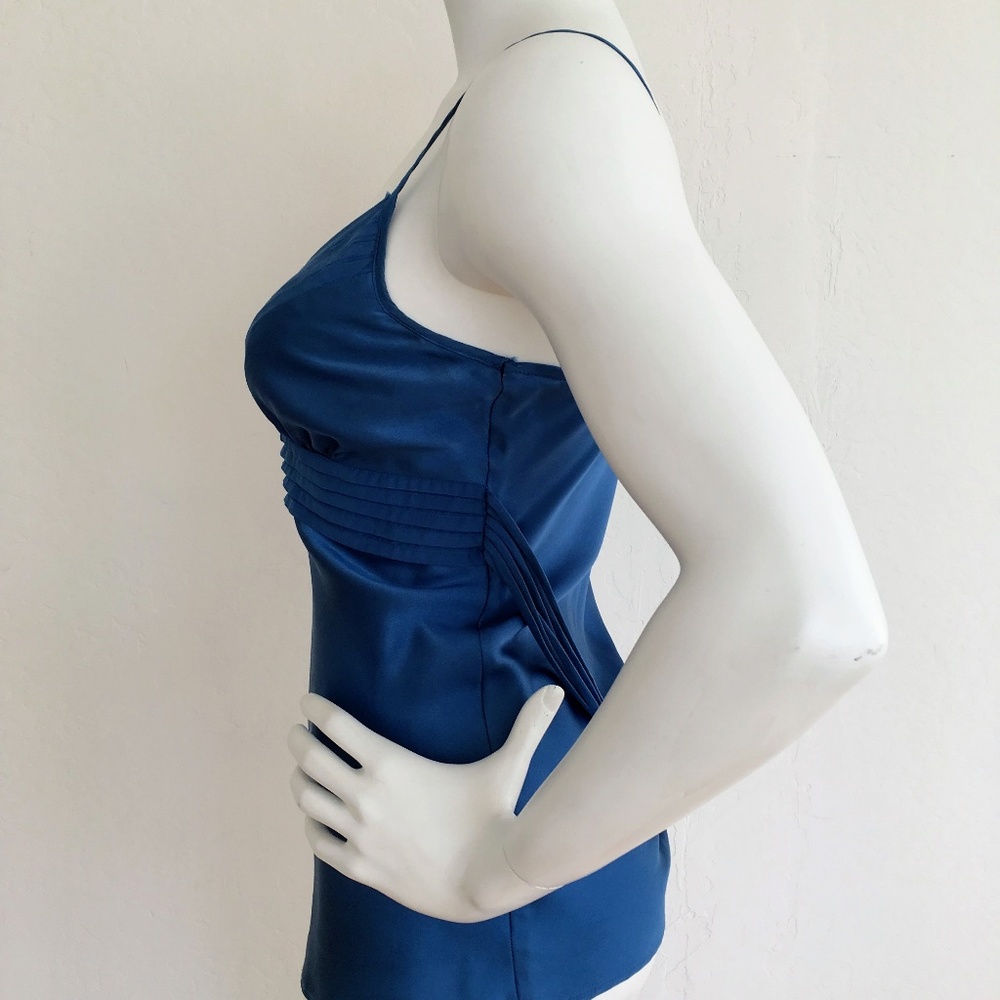 Silk Blue Spaghetti Strap Tank Top - Picture 2 of 8